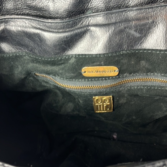 R&Y Augousti Large Black Python Snakeskin Shoulder Bag with Brass Hardware - Picture 14 of 17